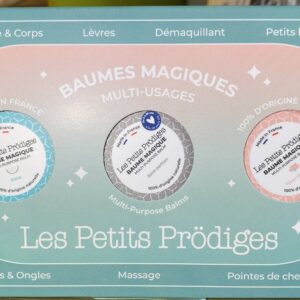 Boites de trois petits baumes magiques différents