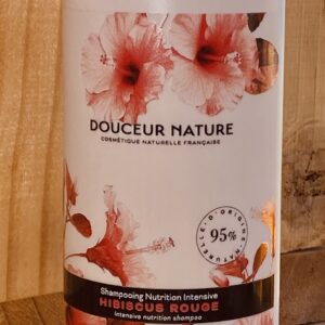 Bouteille de shampoing hibiscus rouge